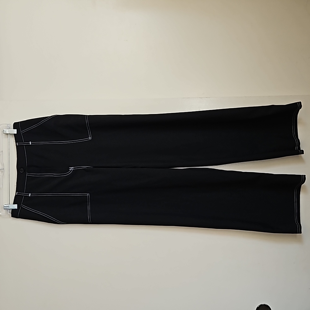 Nasty Gall black contrast stitching wide leg pants high-rise size 6